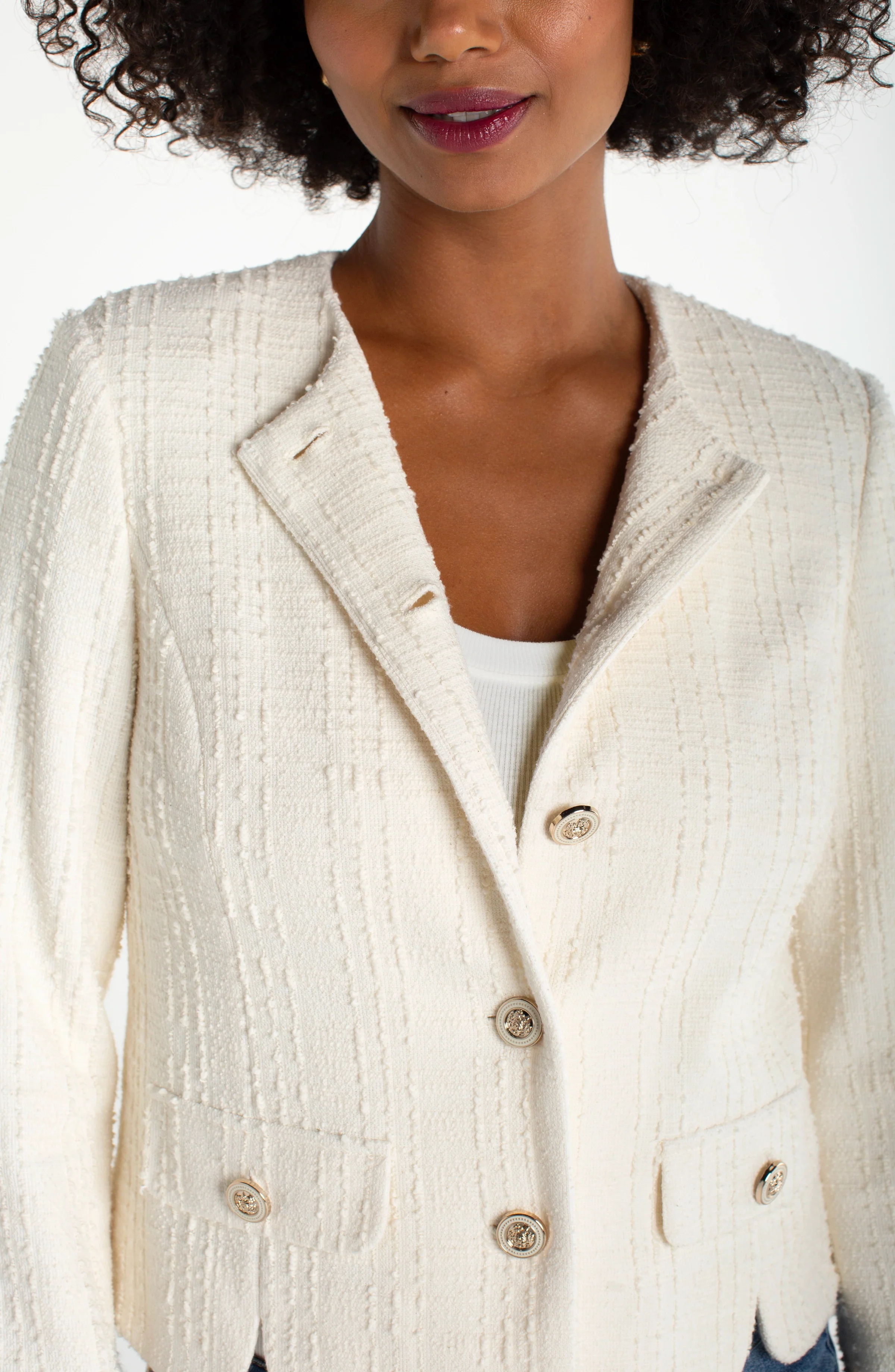 COLLARLESS JACKET WITH SCALLOP DETAIL - Image 3