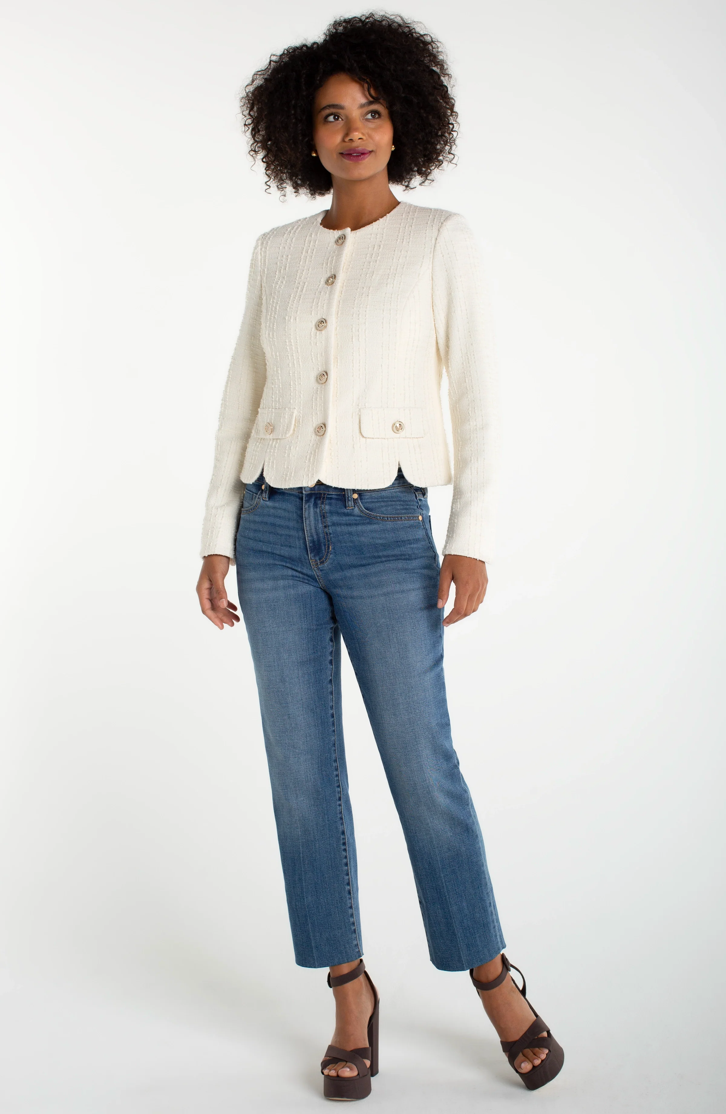 COLLARLESS JACKET WITH SCALLOP DETAIL - Image 5