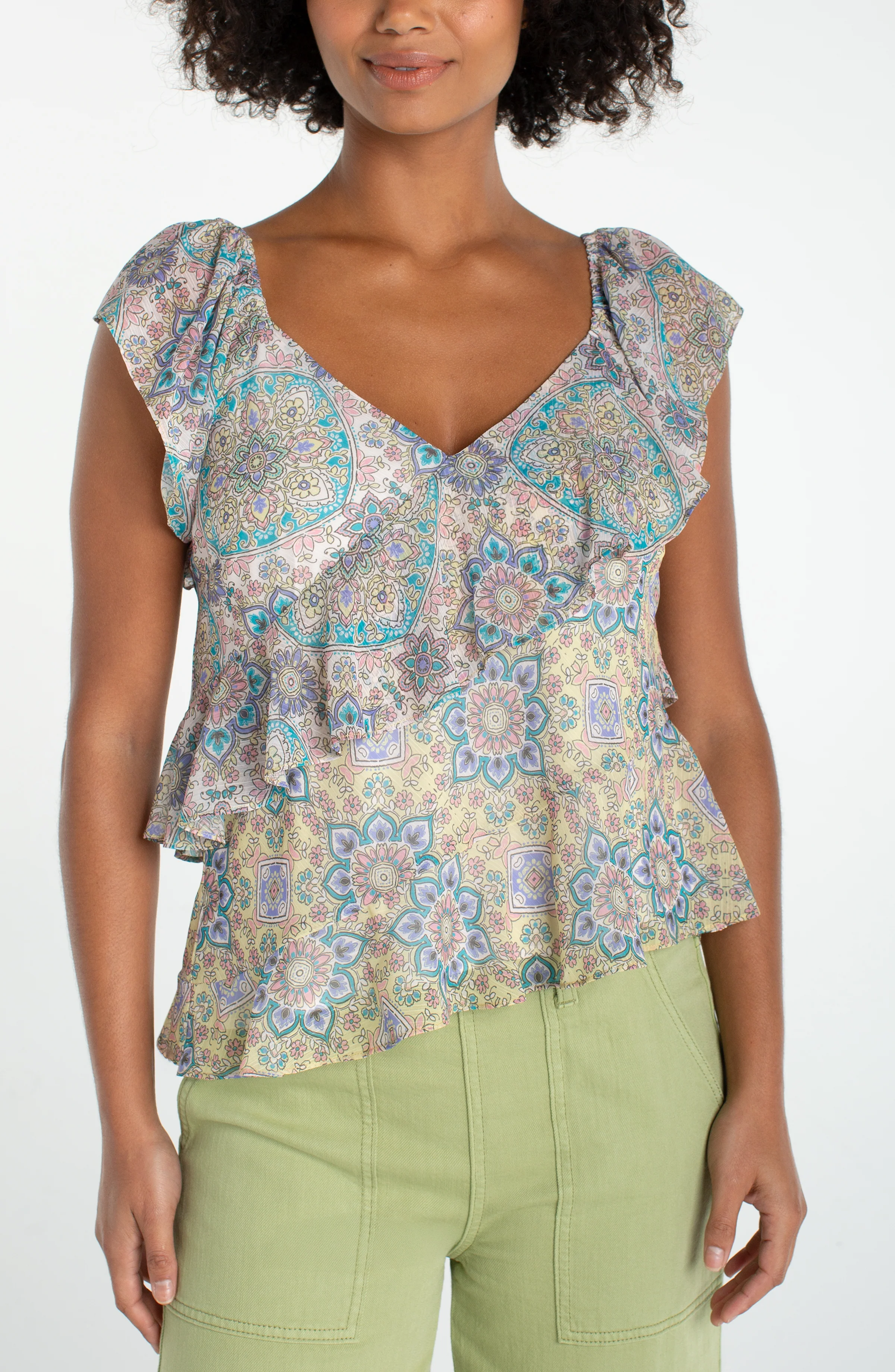 FLUTTER SLEEVE DRAPED BLOUSE - Image 4