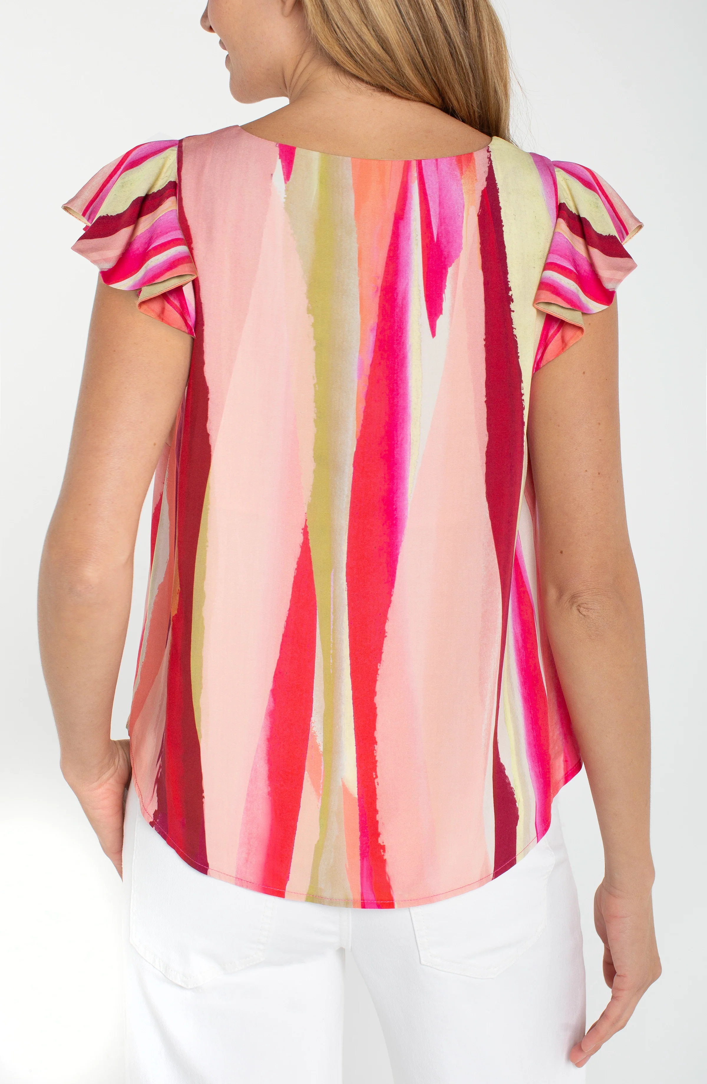 FLUTTER SLEEVE SCOOP NECK WOVEN TOP - Image 4