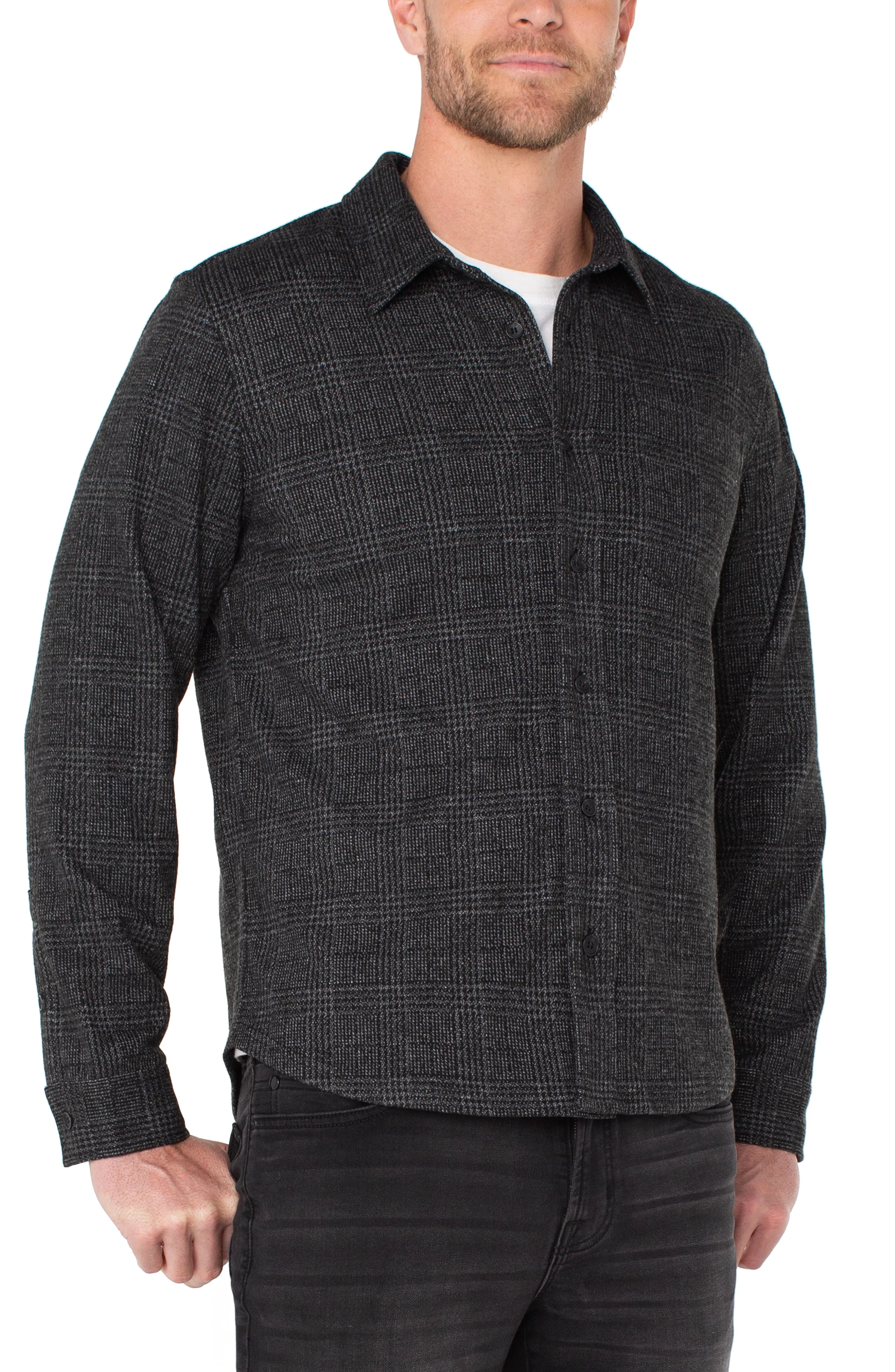 KNIT BUTTON UP LONG SLEEVE SHIRT - Image 3