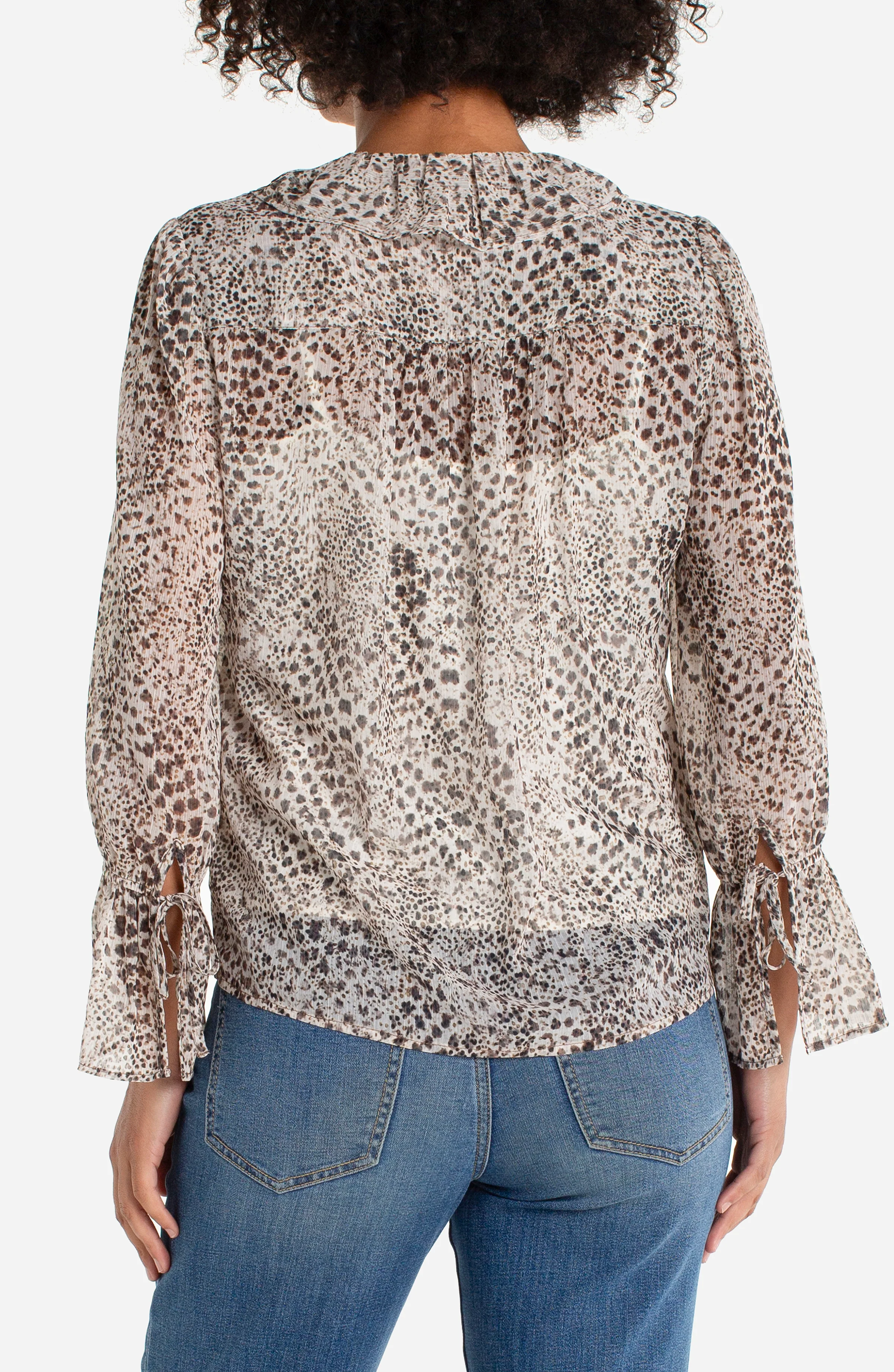 LONG SLEEVE RUFFLE FRONT WOVEN SHIRT - Image 3