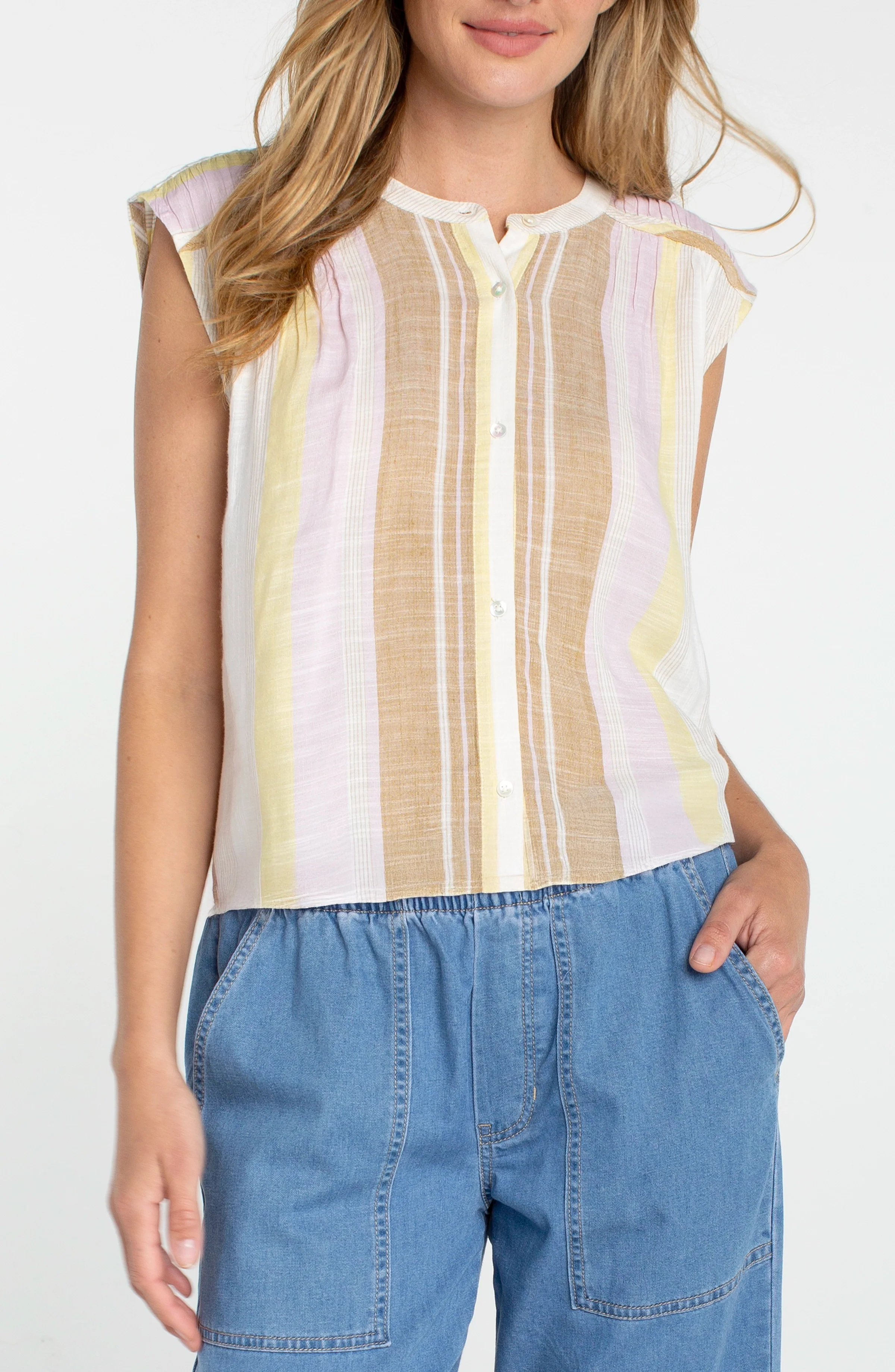 DOLMAN BUTTON FRONT WOVEN BLOUSE