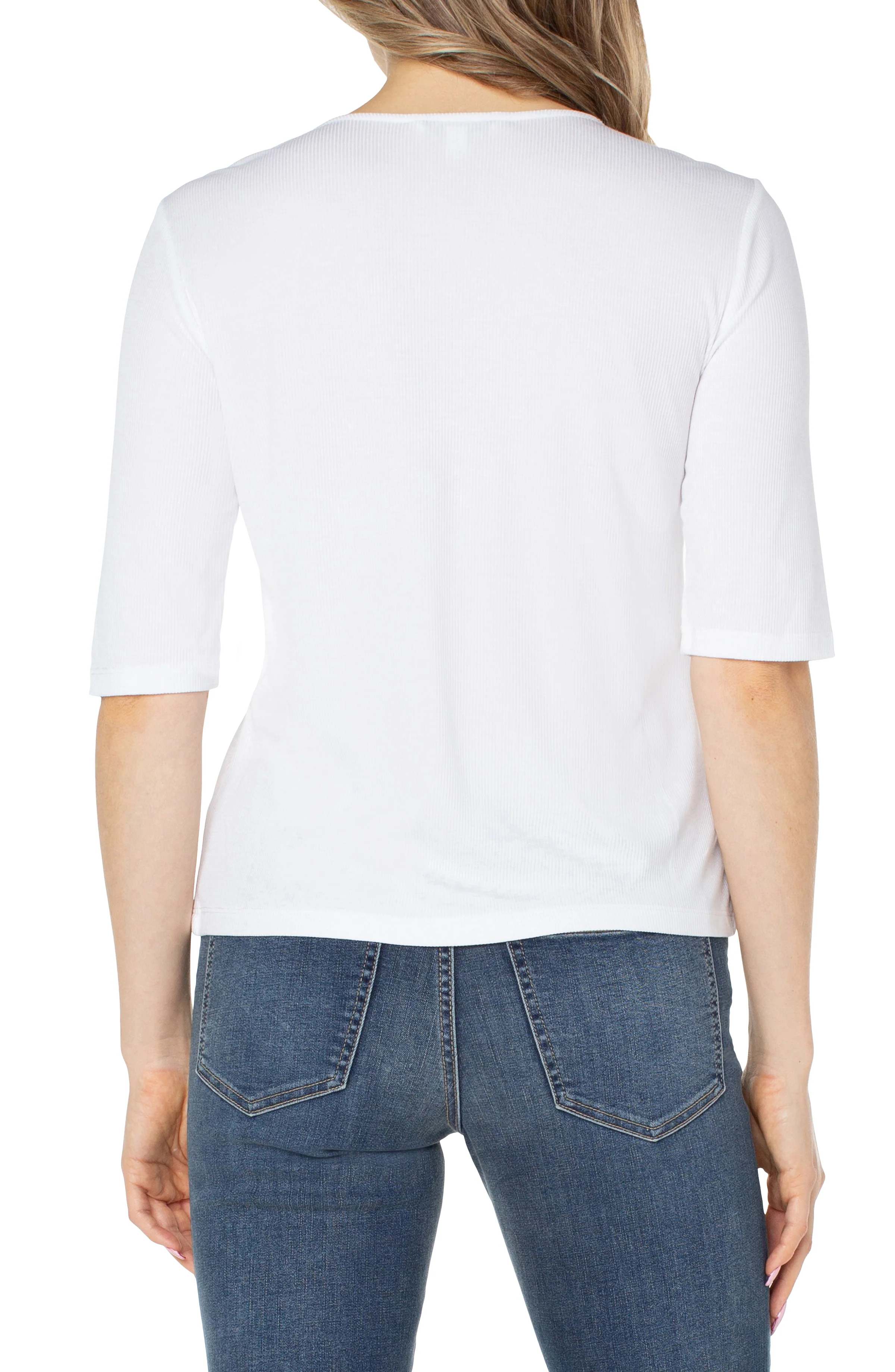 DOUBLE LAYER V-NECK RIB KNIT TOP - Image 4