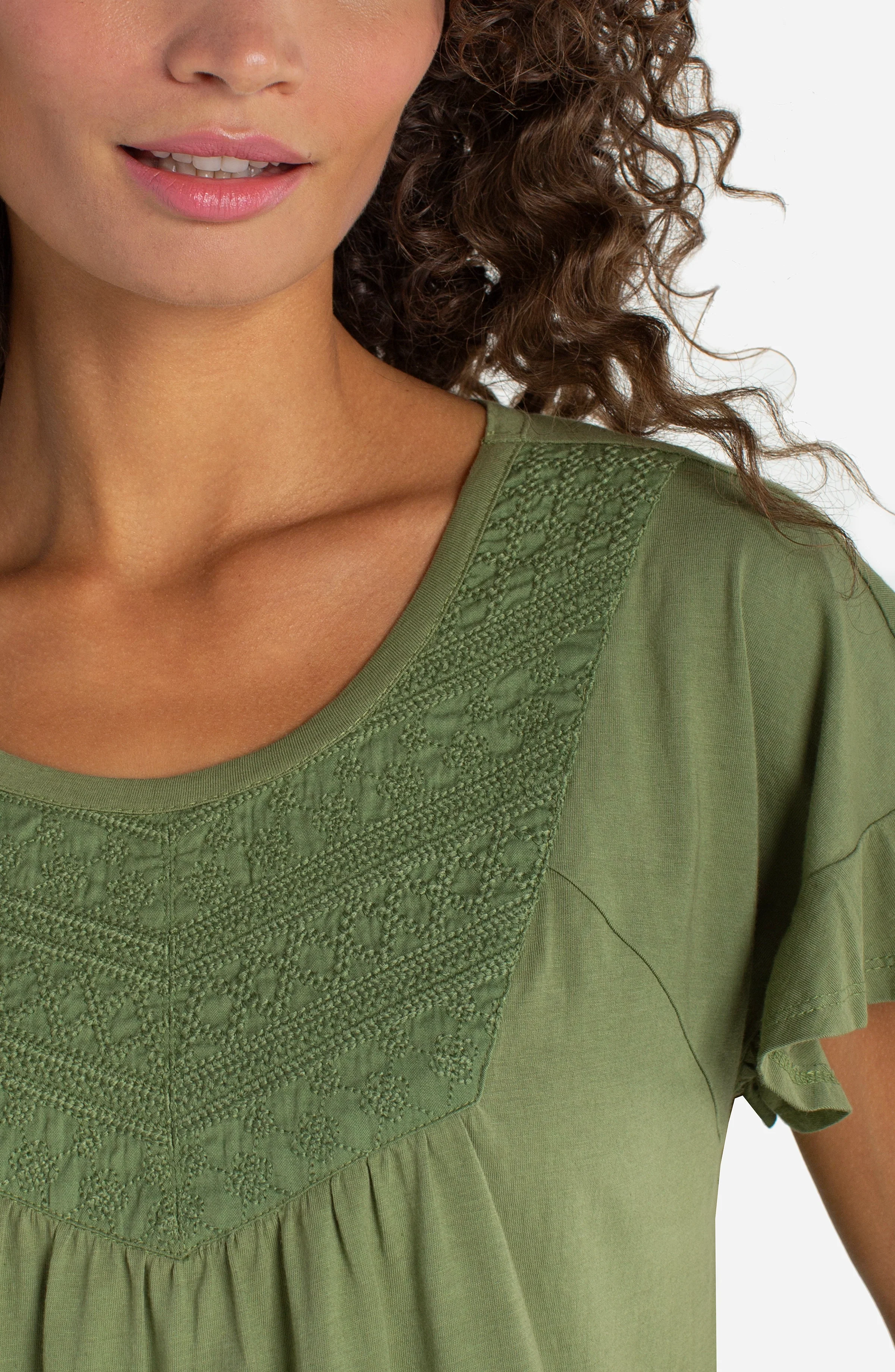 FLUTTER SLEEVE KNIT-TO-WOVEN TOP - Image 3
