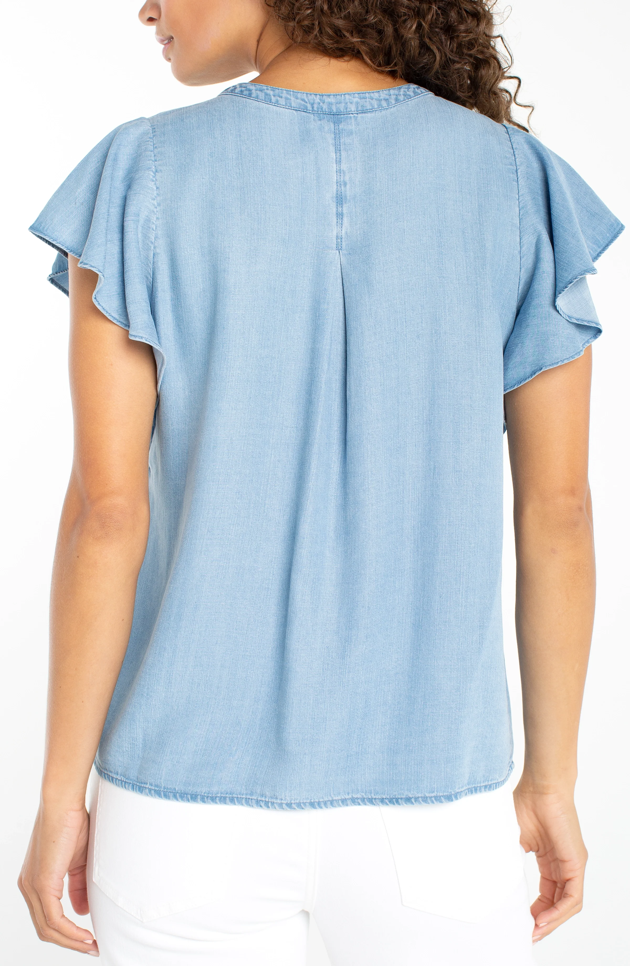 FLUTTER SLEEVE POPOVER BLOUSE WITH PINTUCKS - Image 2