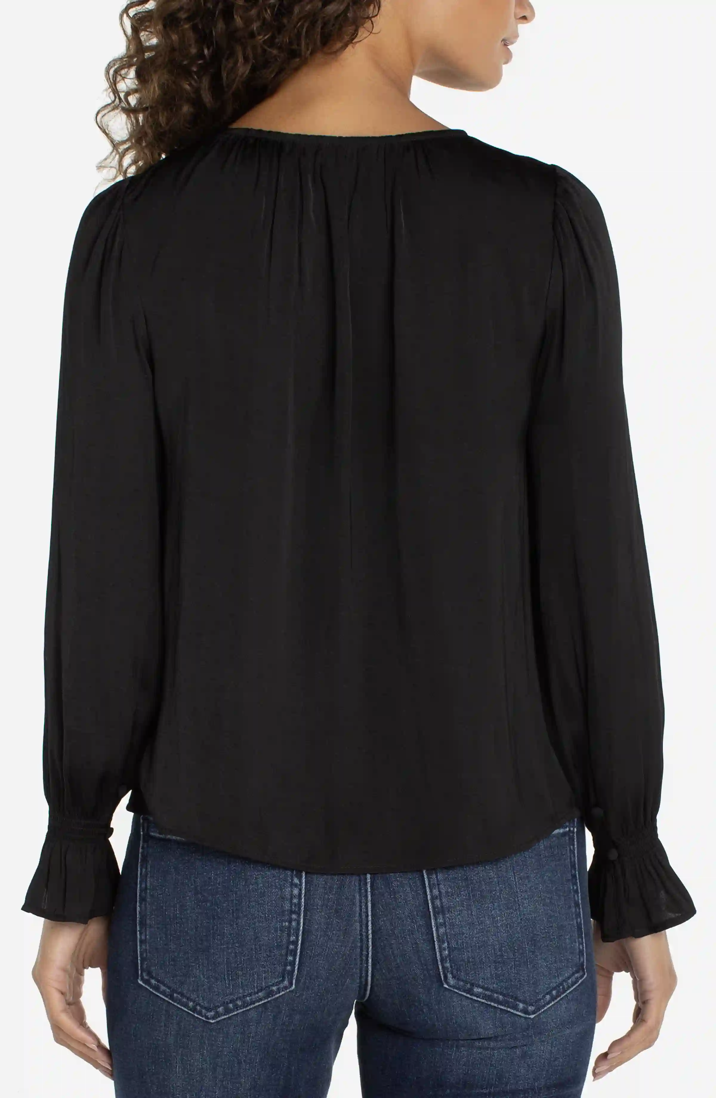 BUTTON FRONT WOVEN TOP W/ SMOCKING - Image 2