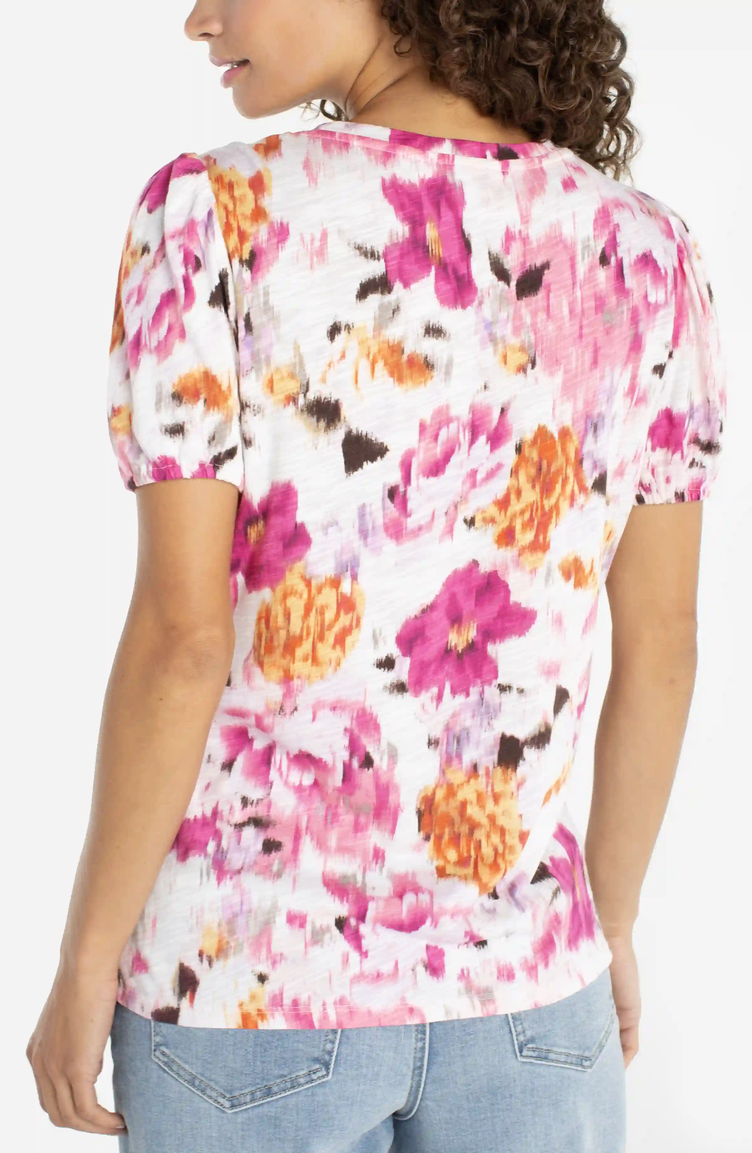 PETITE PUFF SLEEVE SCOOP NECK KNIT TOP - Image 4