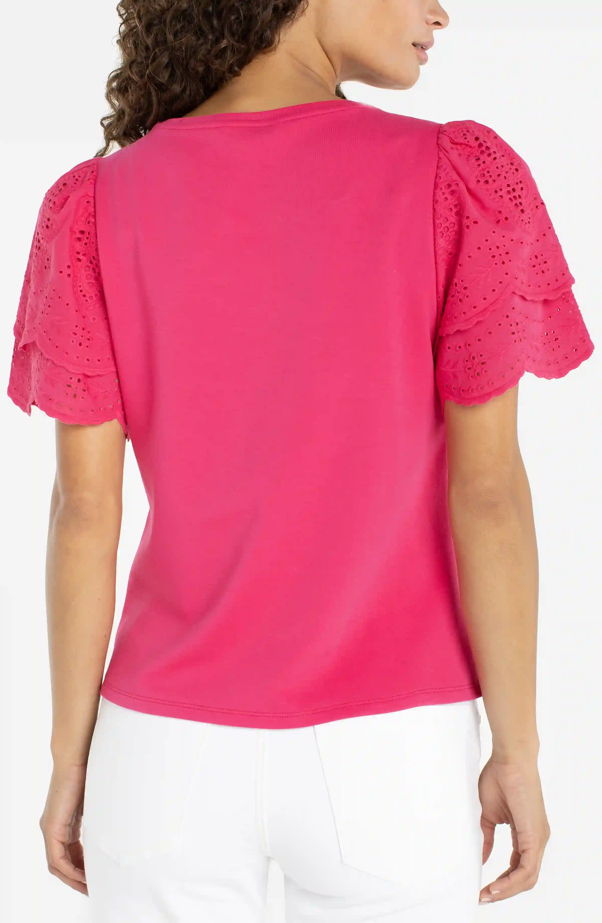 SHORT SLEEVE KNIT-TO-WOVEN TOP - Image 3