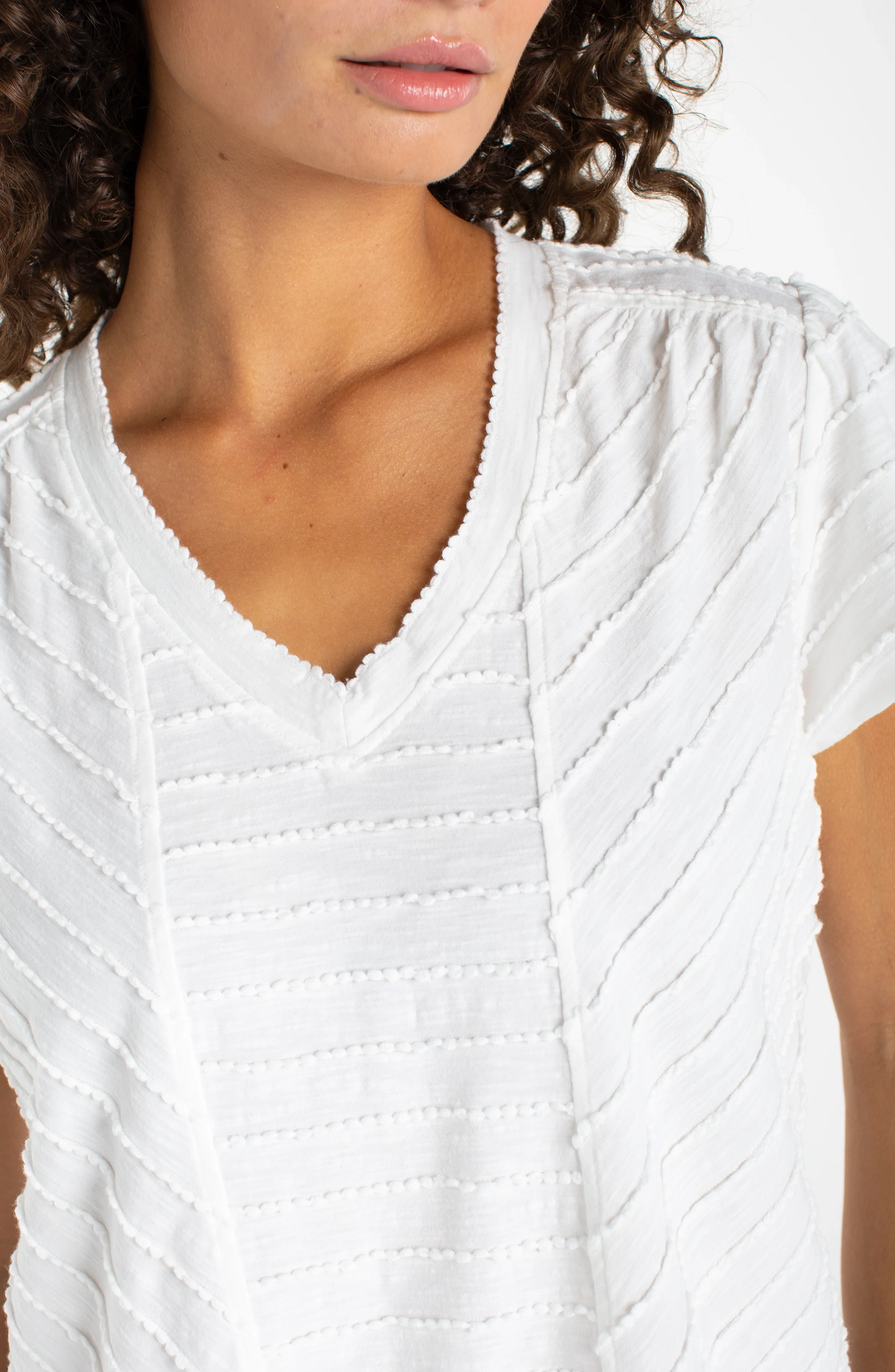 SHORT SLEEVE V-NECK KNIT TOP - Image 3