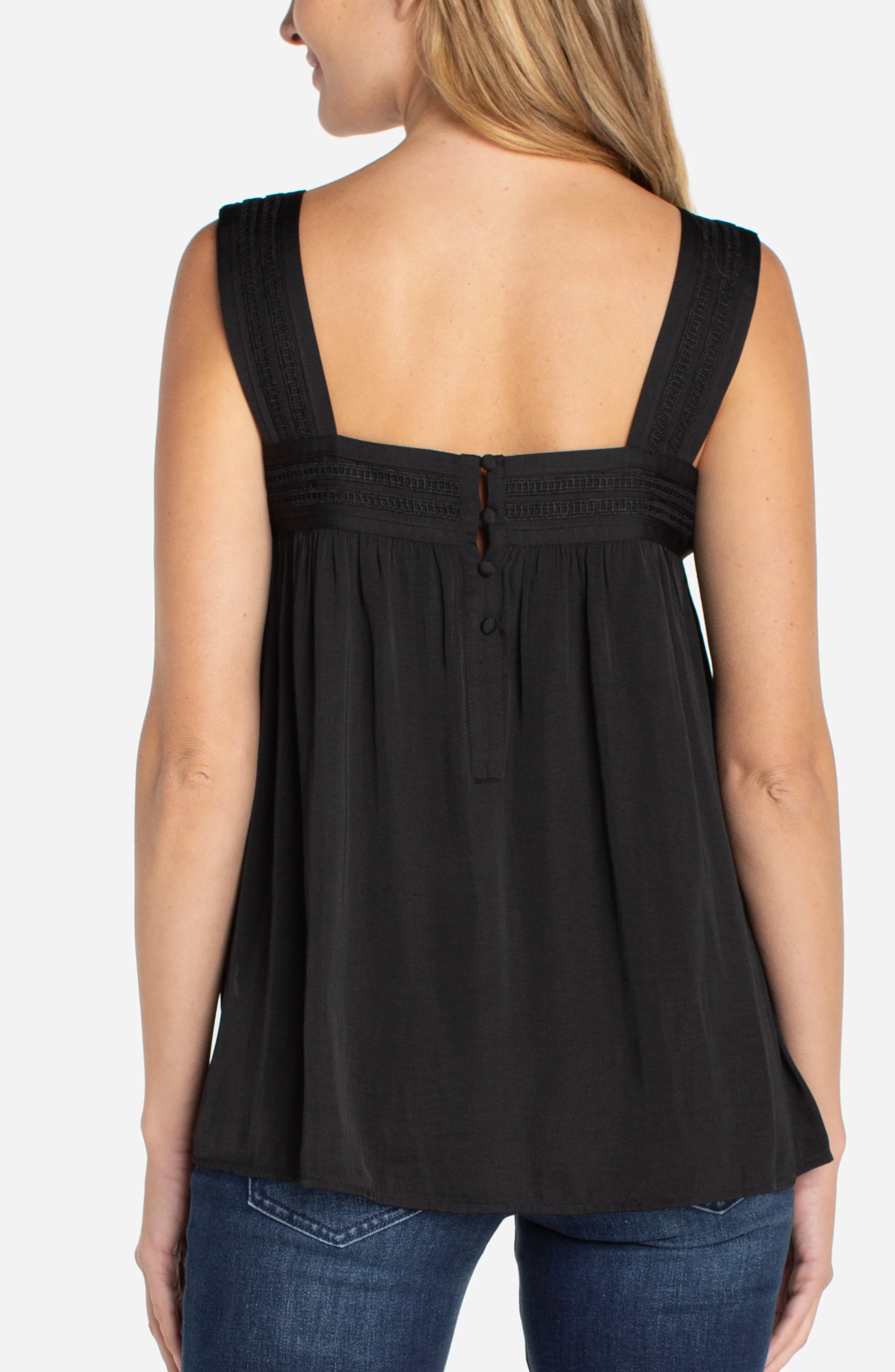 SLEEVELESS WOVEN TOP W/ PINTUCK STRAPS - Image 2