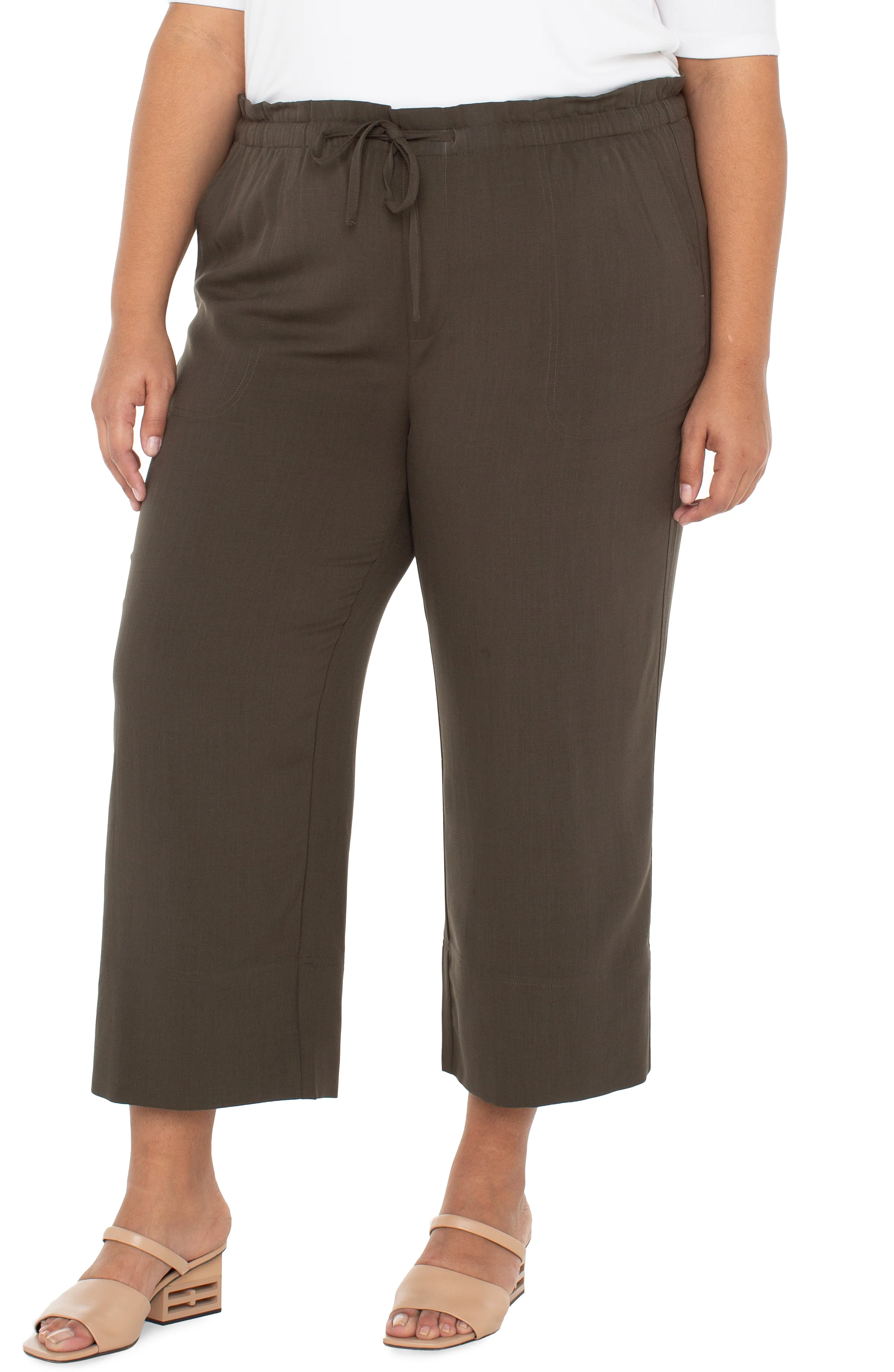 PULL-ON TIE WAIST WIDE LEG ANKLE
