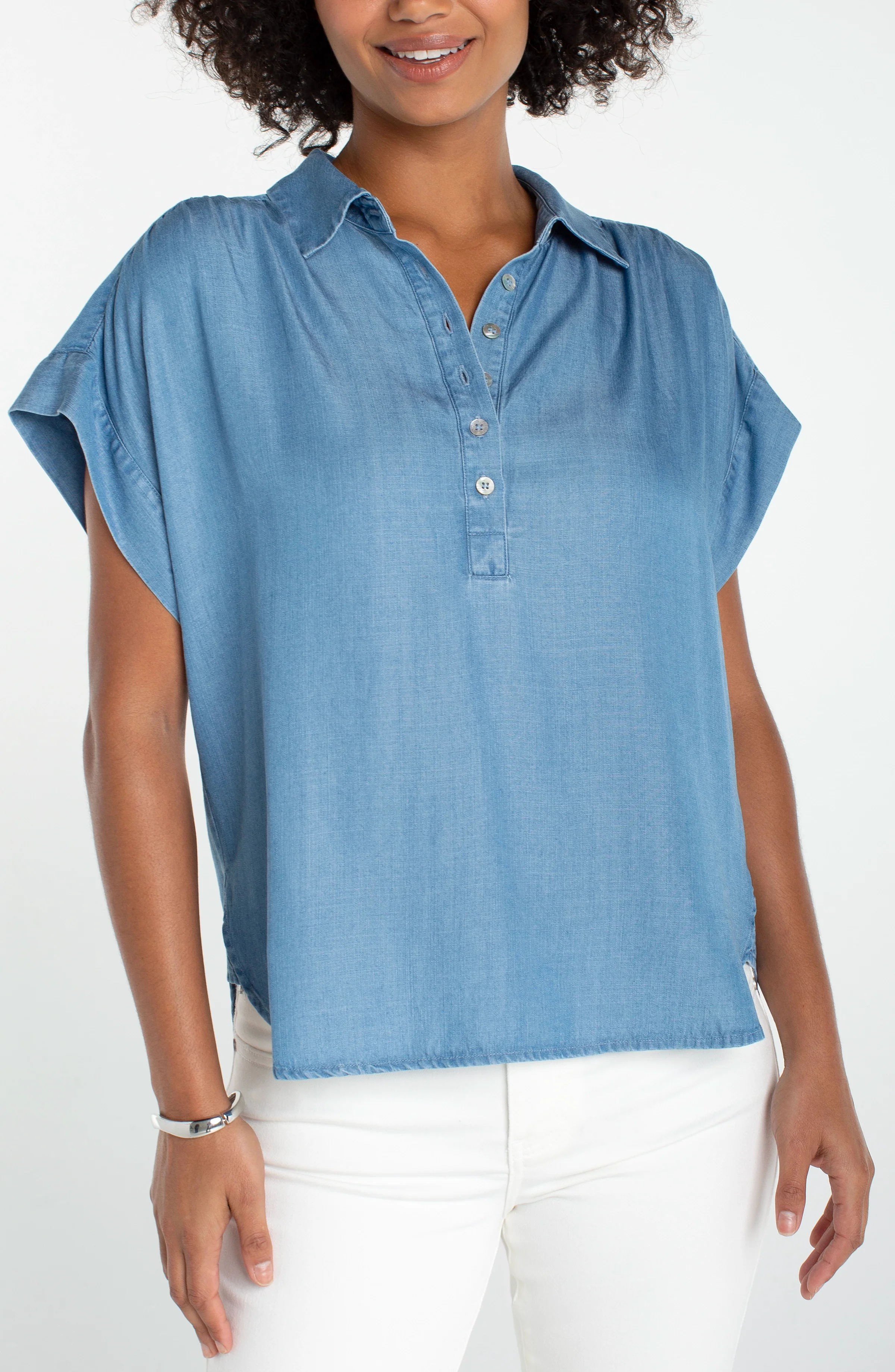 POPOVER SHIRT WITH SHIRRING