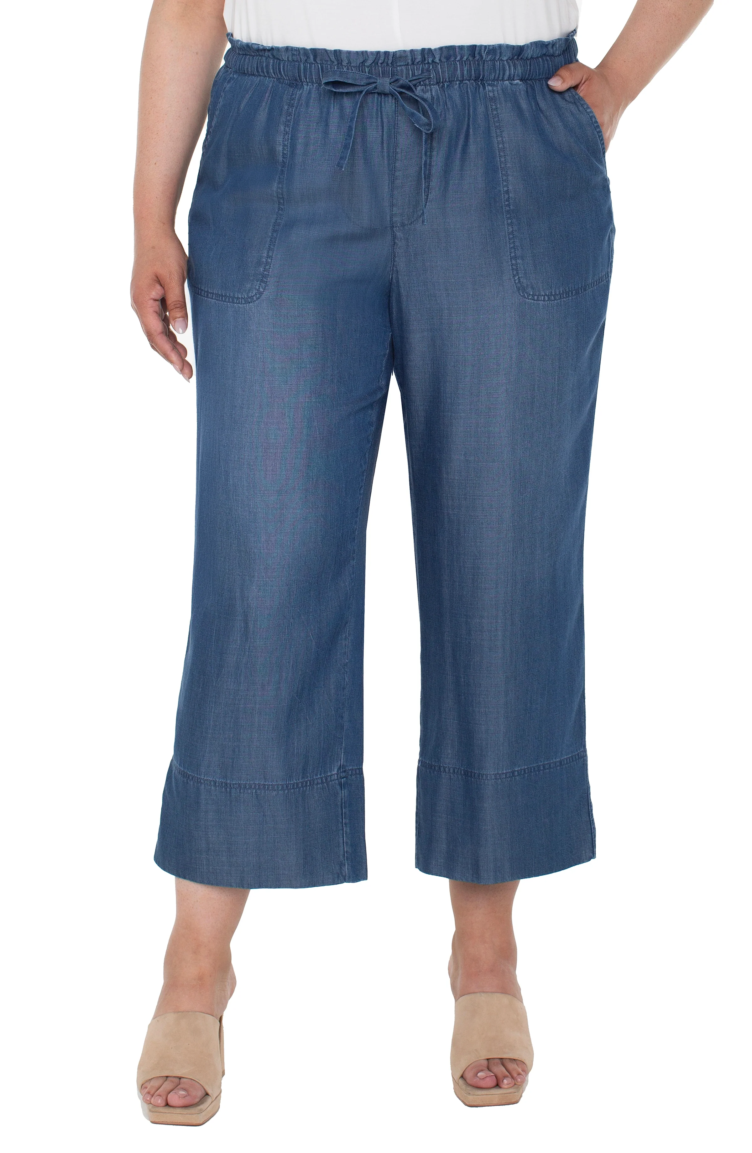 PULL-ON TIE WAIST WIDE LEG ANKLE