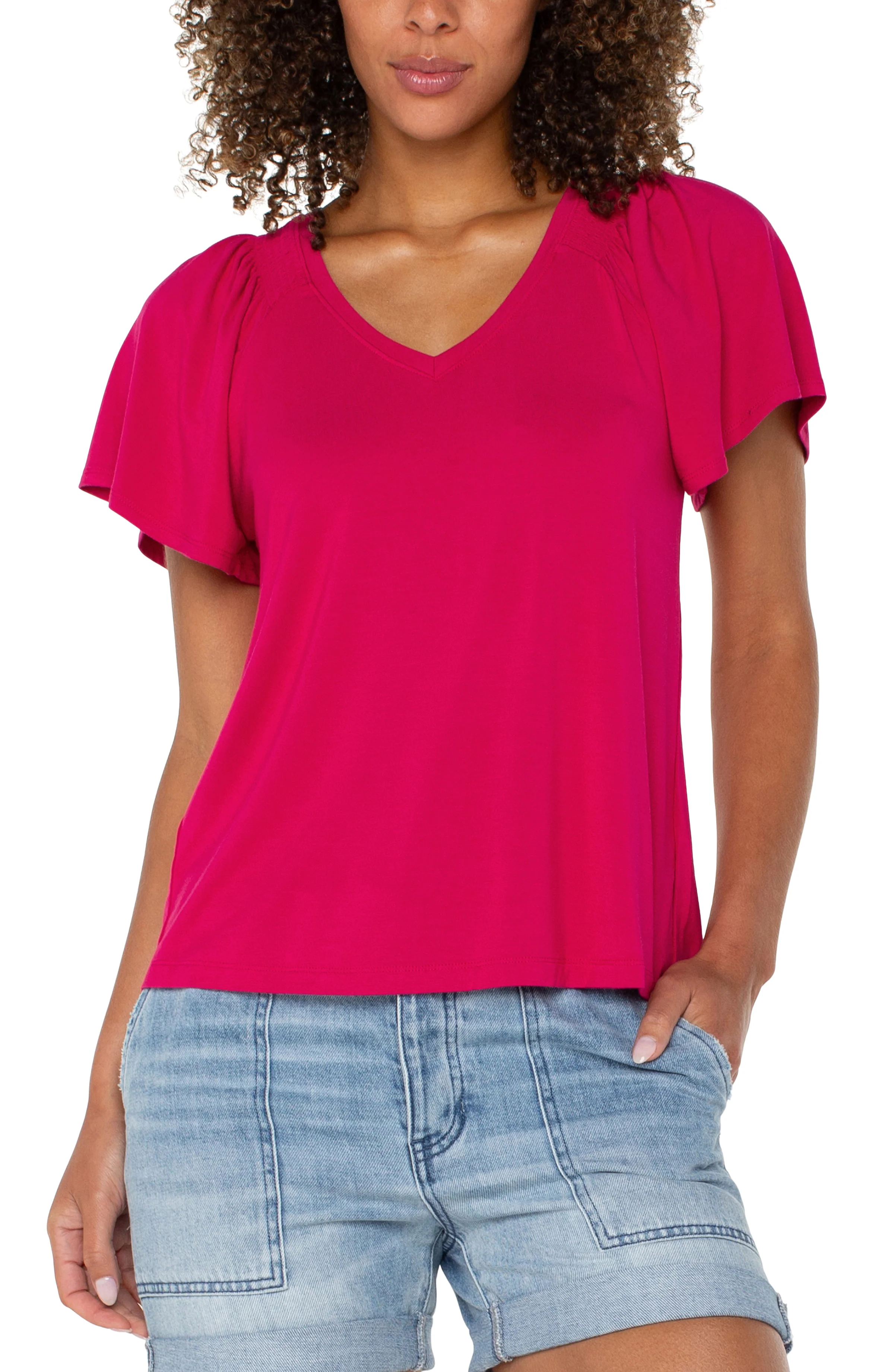 FLUTTER SLEEVE KNIT TOP