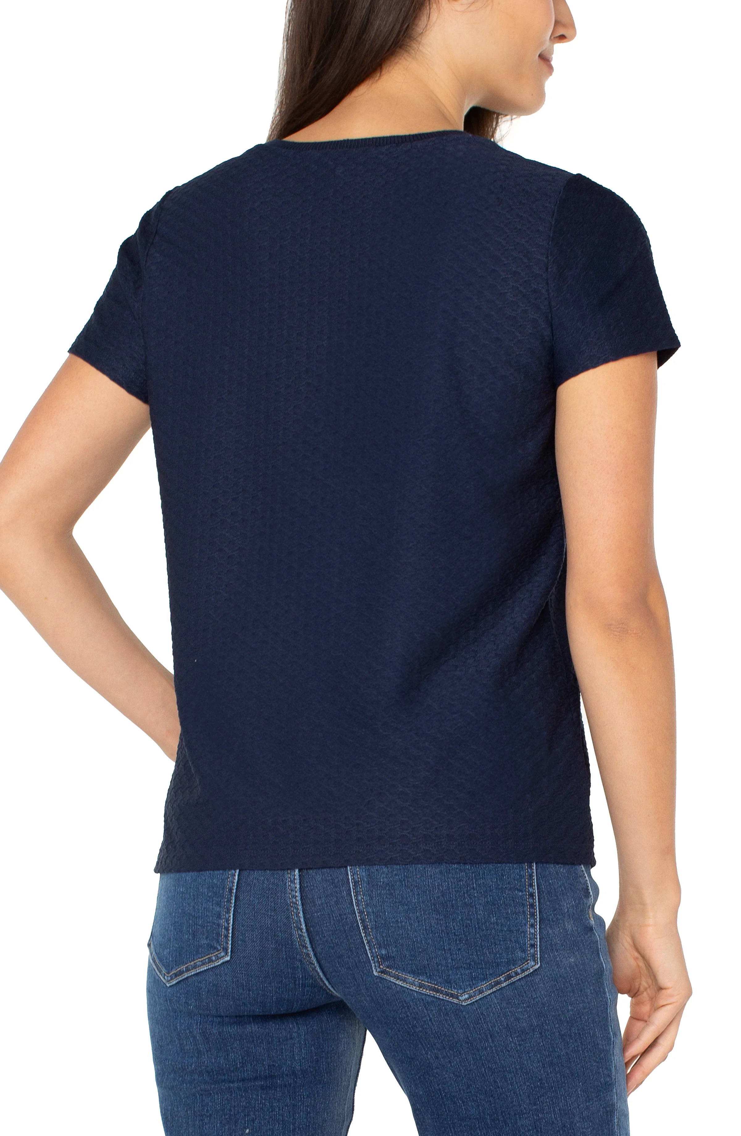 SHORT SLEEVE CREW NECK TEE WITH RIB TRIM - Image 3
