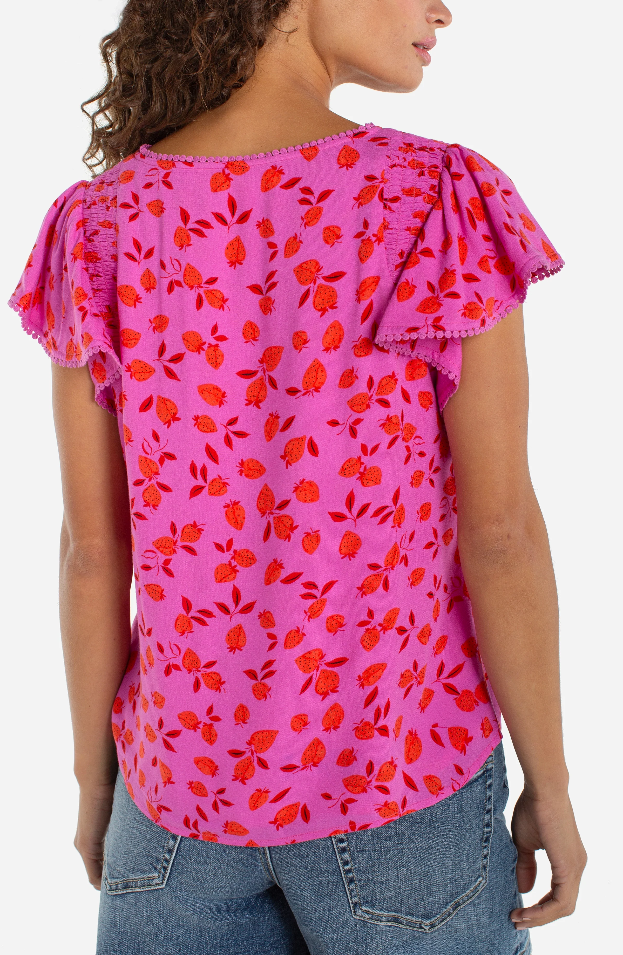 FLUTTER SLEEVE V-NECK WOVEN TOP - Image 2