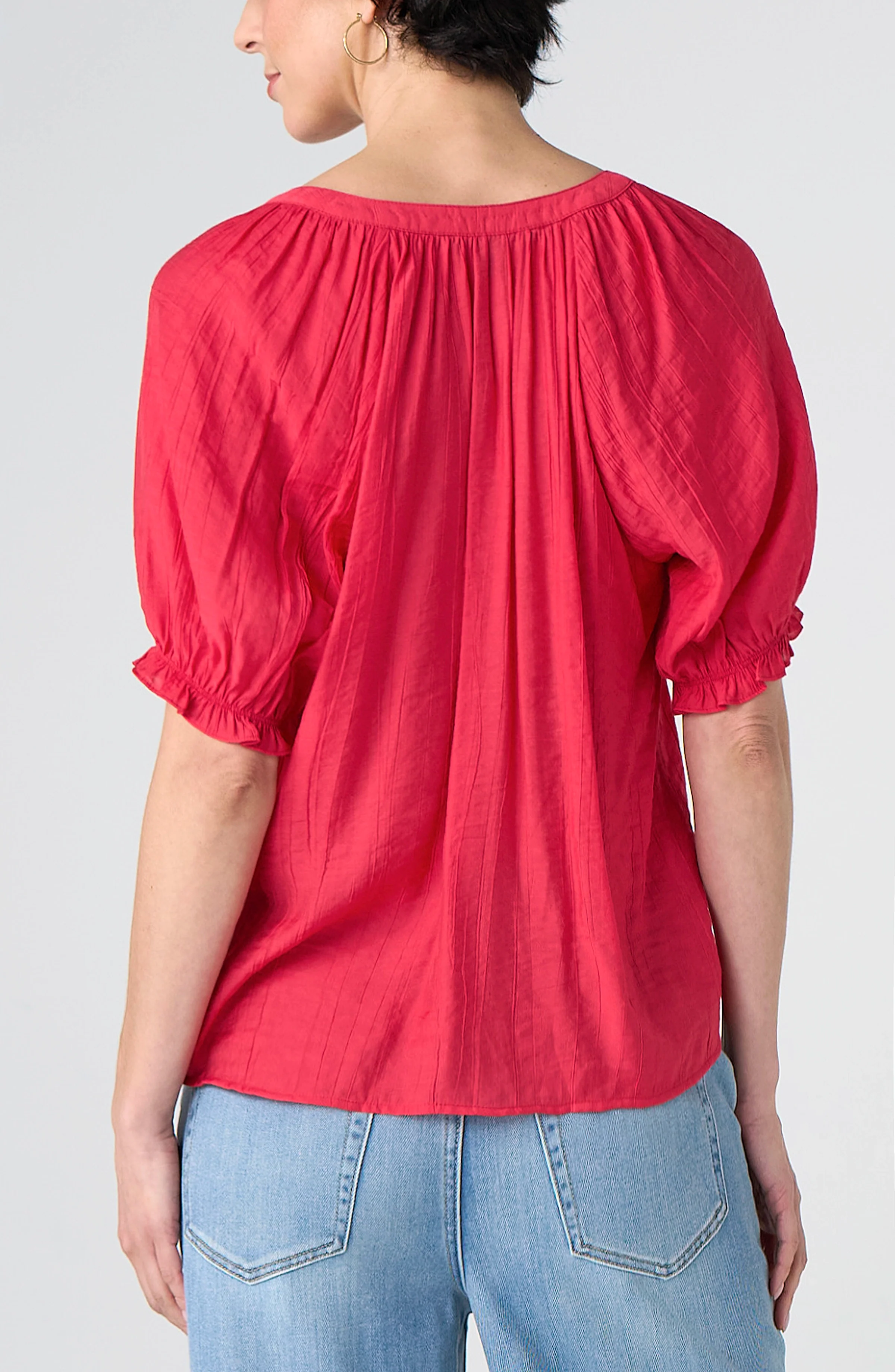 SHORT SLEEVE HALF PLACKET BLOUSE - Image 3