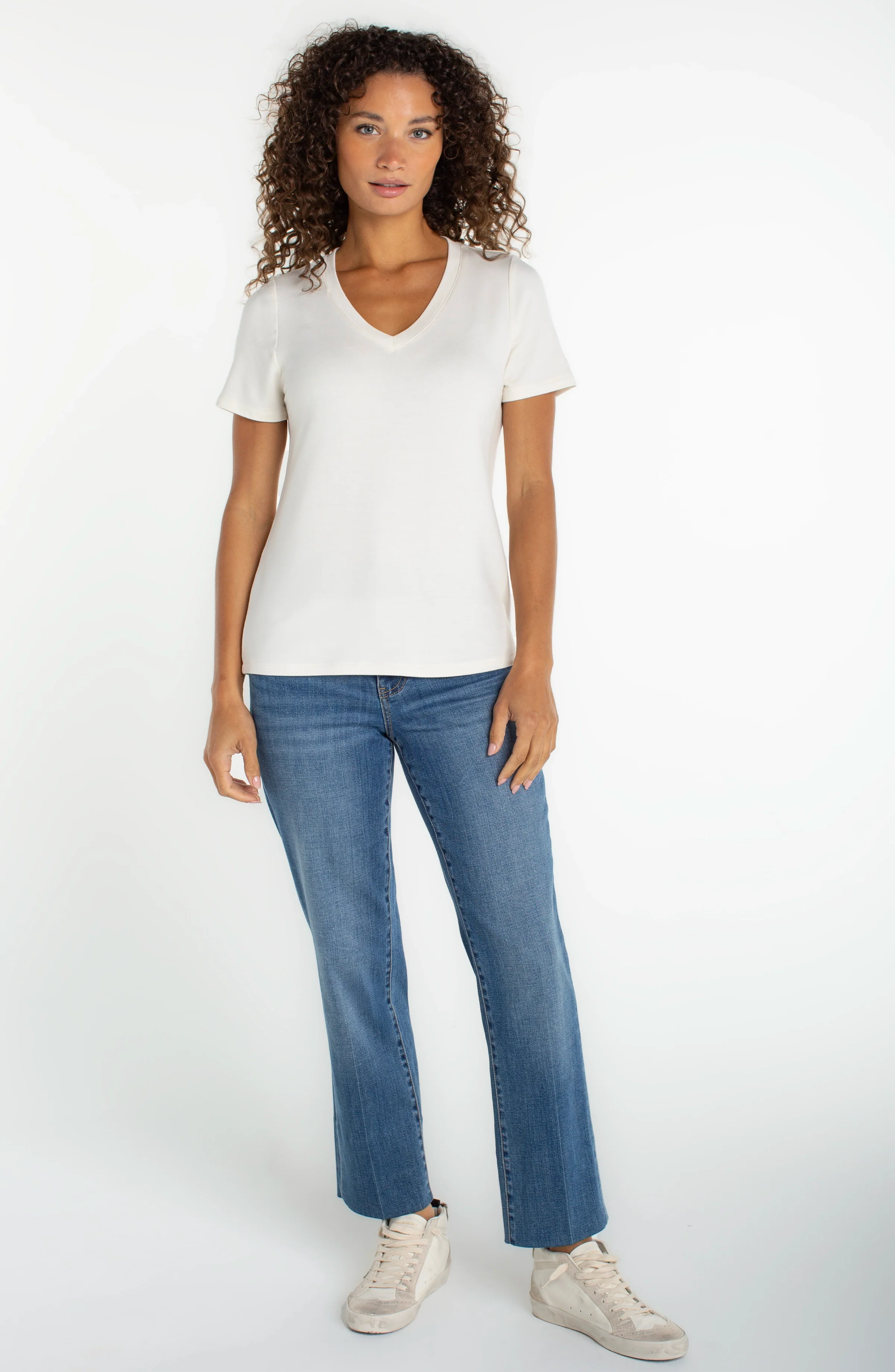 SHORT SLEEVE V-NECK KNIT TEE - Image 3