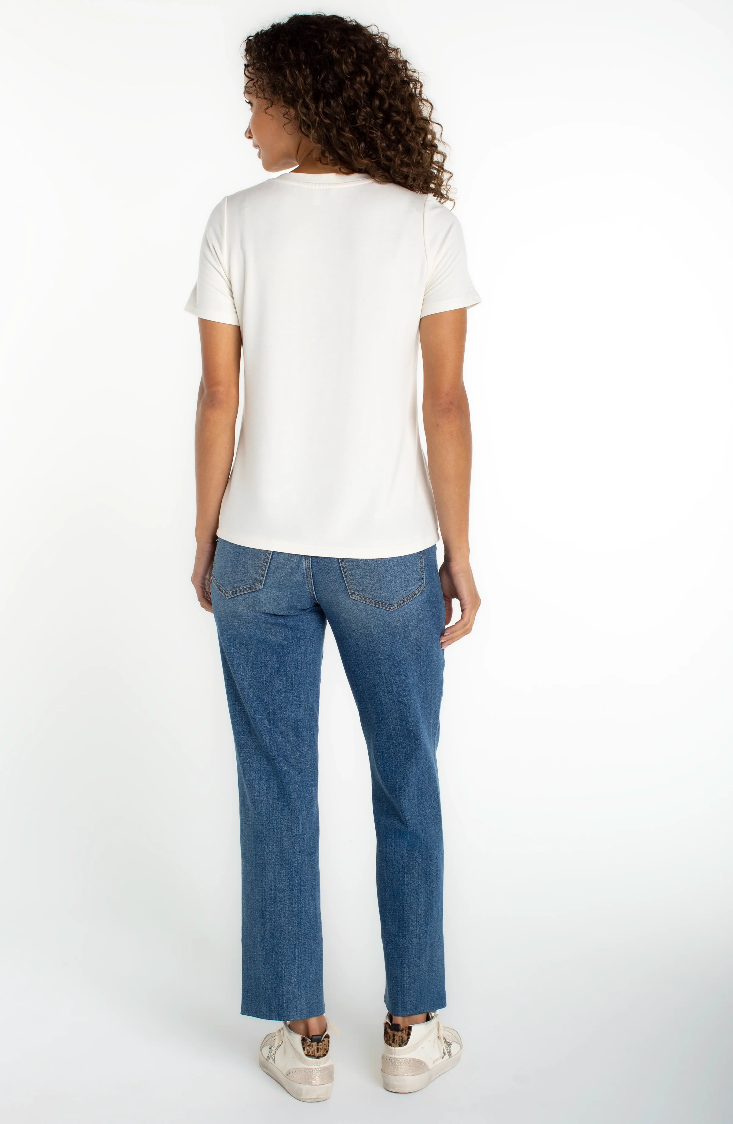 SHORT SLEEVE V-NECK KNIT TEE - Image 4