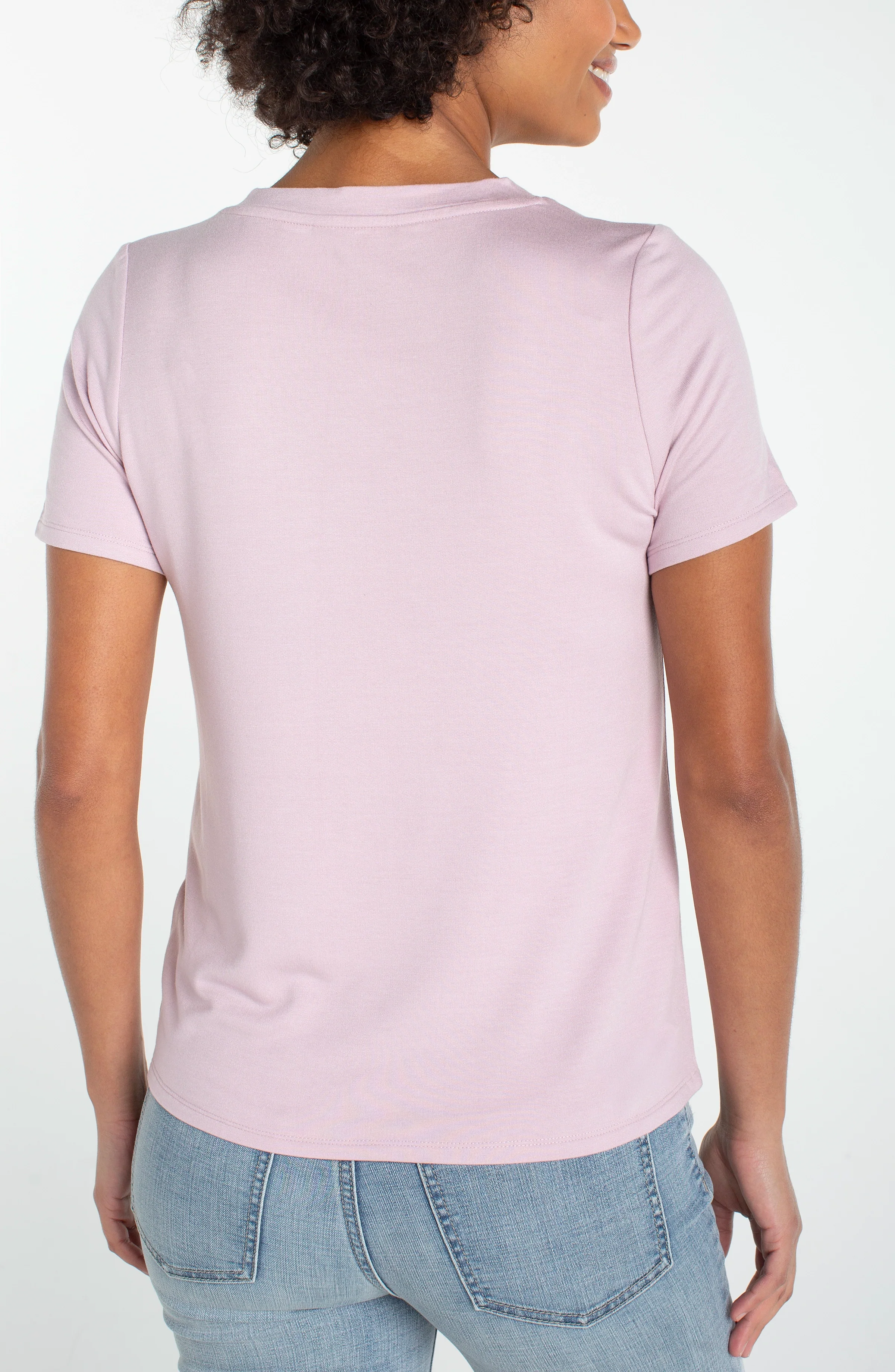 SHORT SLEEVE V-NECK KNIT TEE - Image 2