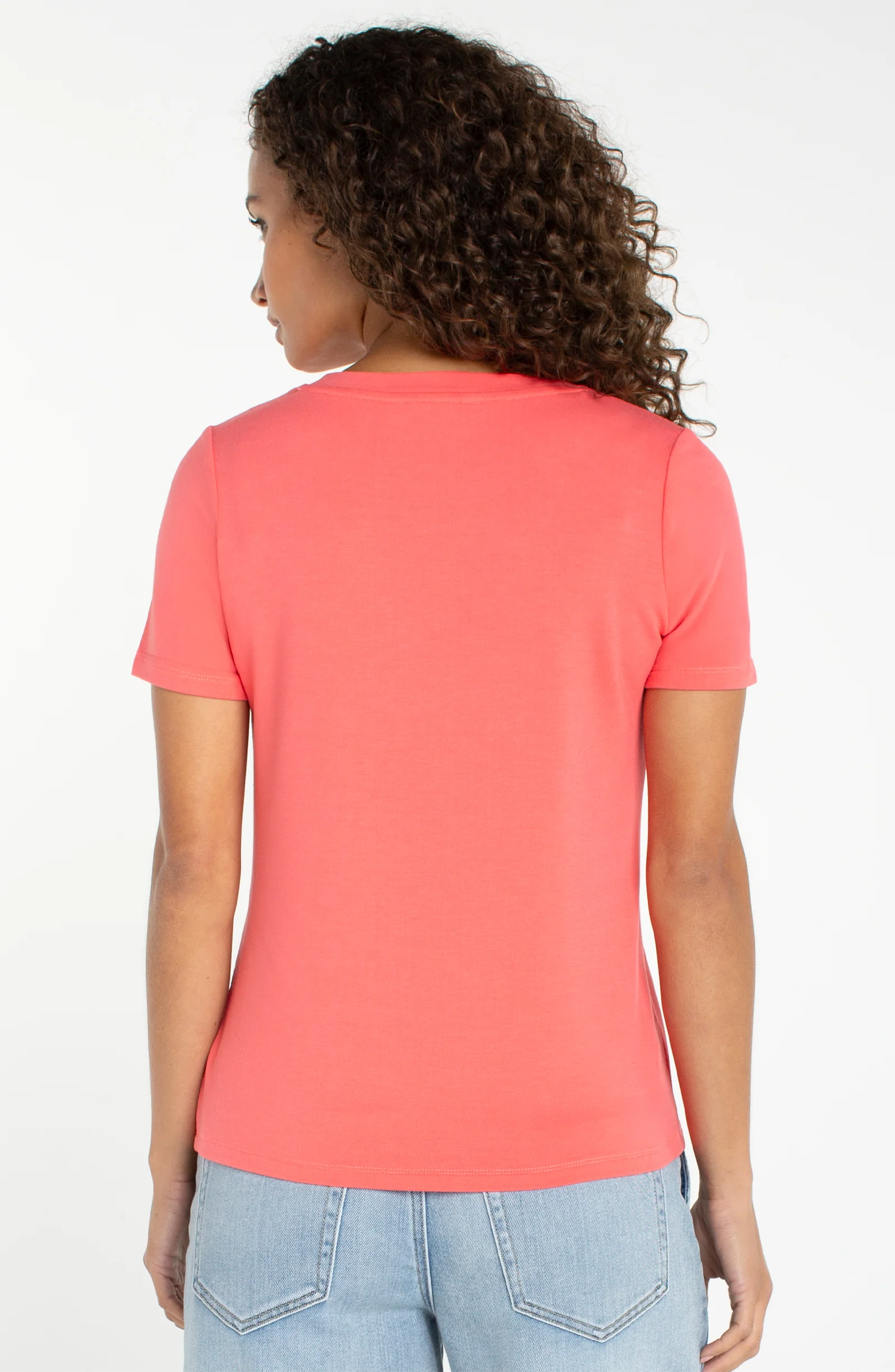 SHORT SLEEVE V-NECK KNIT TEE - Image 2