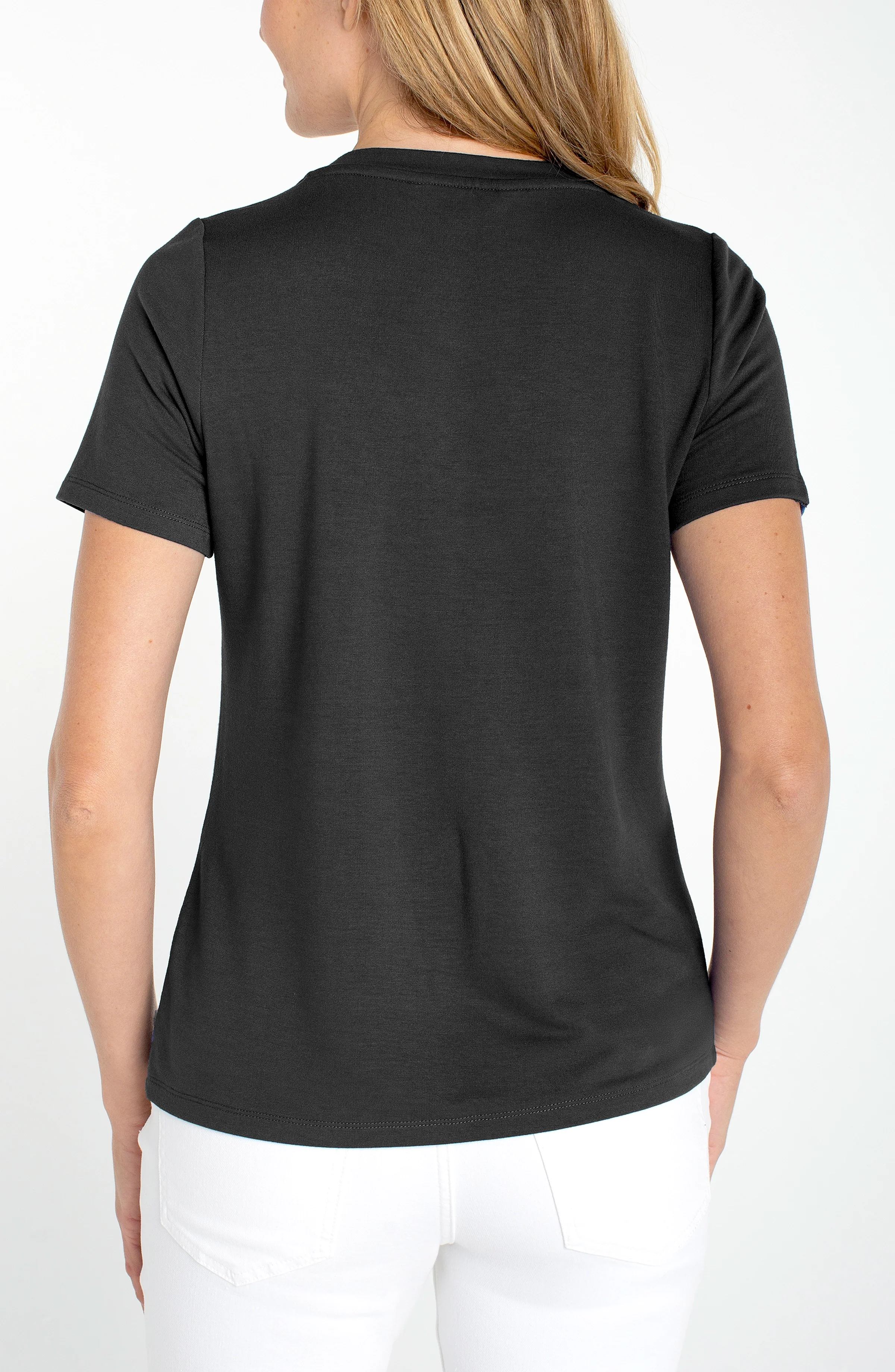 SHORT SLEEVE V-NECK KNIT TEE - Image 2