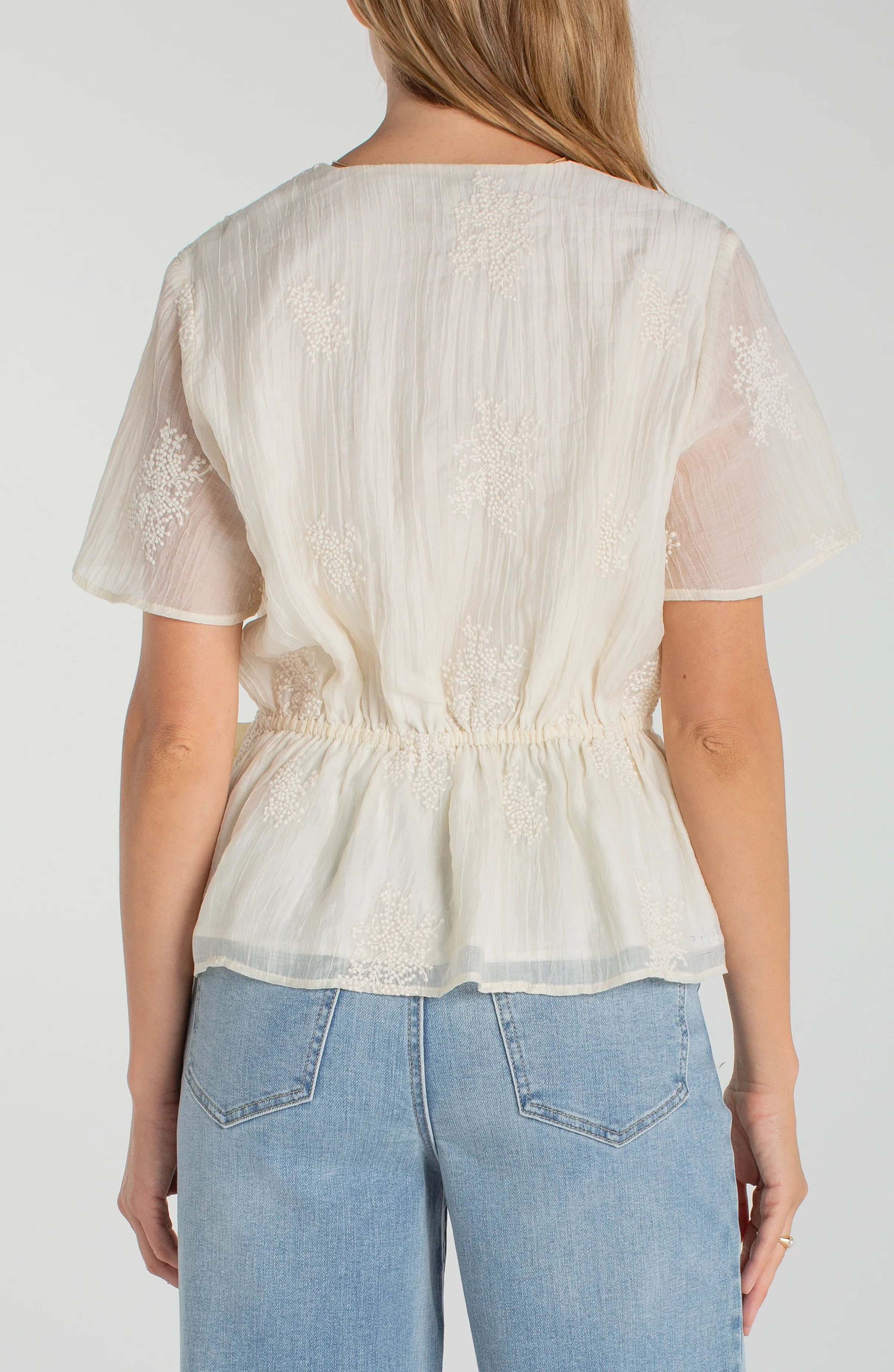 PETITE WRAP FRONT WOVEN TOP W/ TIE - Image 3
