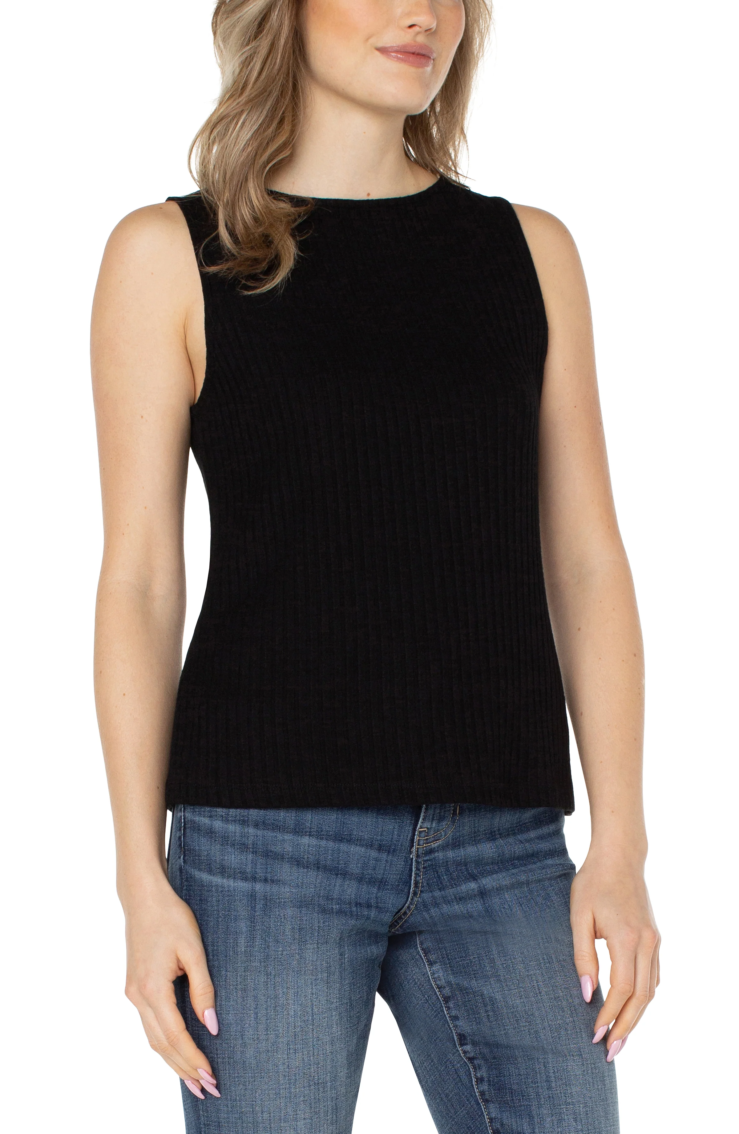 SLEEVELESS BOAT NECK RIB KNIT TOP - Image 3