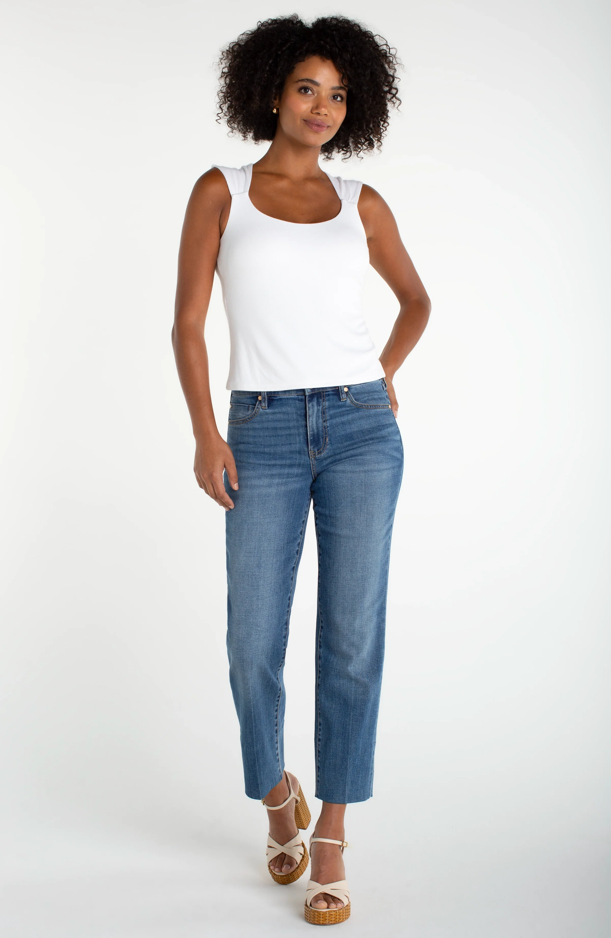 PETITE SLEEVELESS BUILT-IN BRA KNIT TOP - Image 5
